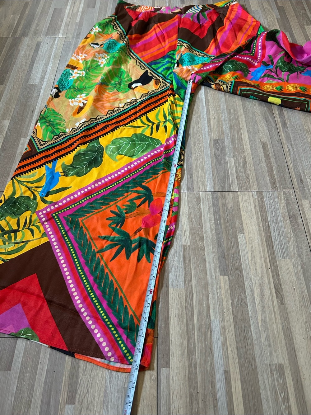 Farm Rio Mix Scarves Summer Pants Wide Leg Tropical Print Size Large - Picture 5 of 11